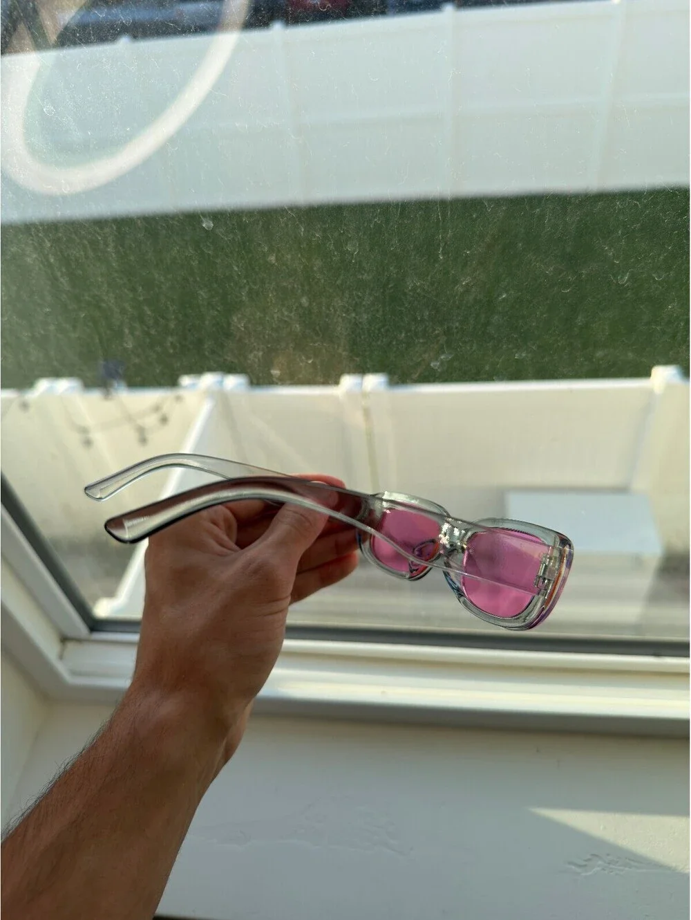 Gray Translucent Pink Sunglasses A-93